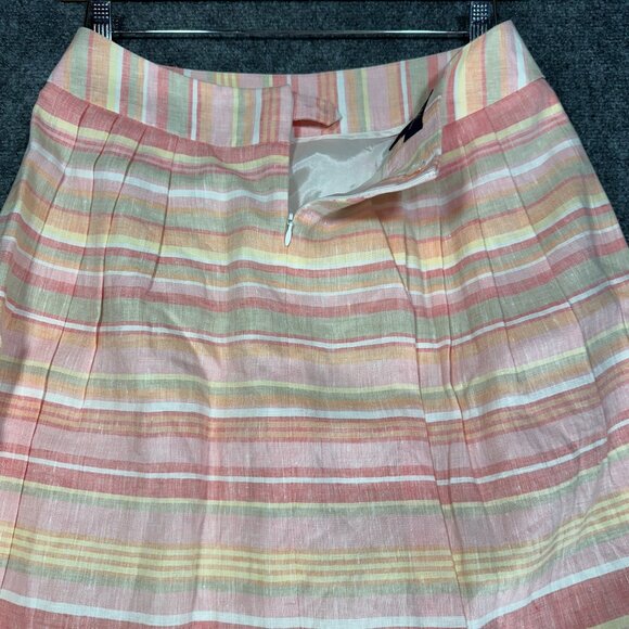 Brooks Brothers Skirt Womens 8 Orange Linen A Line Back Zipper Lined Pleated - Picture 6 of 6